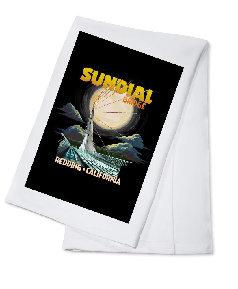 Redding California Sundial Bridge Moon Print 100% Cotton Tea Towel - Decorative Hand Towel for Kitchen, Home Decor, Housewarming Gift | Perfect for Drying Dishes, Decorating Farmhouse Kitchen, Unique Gift Idea