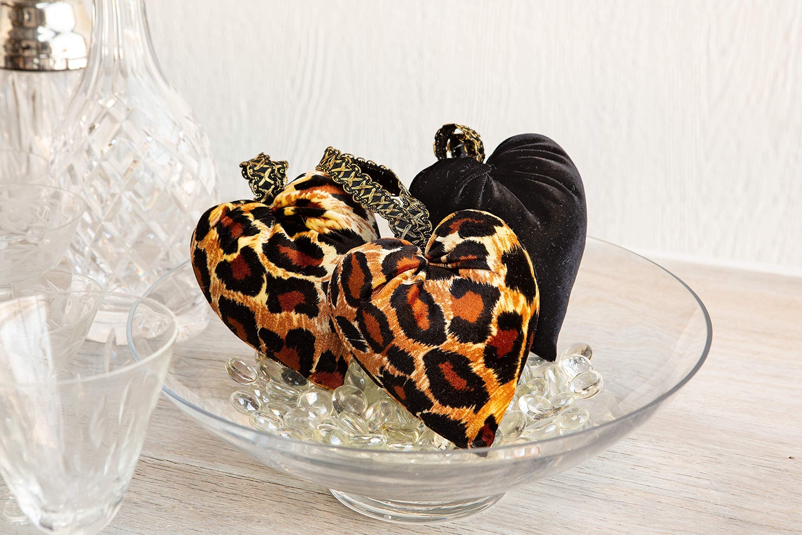 Leopard Velvet Hearts Set - Safari Nursery & Whimsigoth Decor for Home