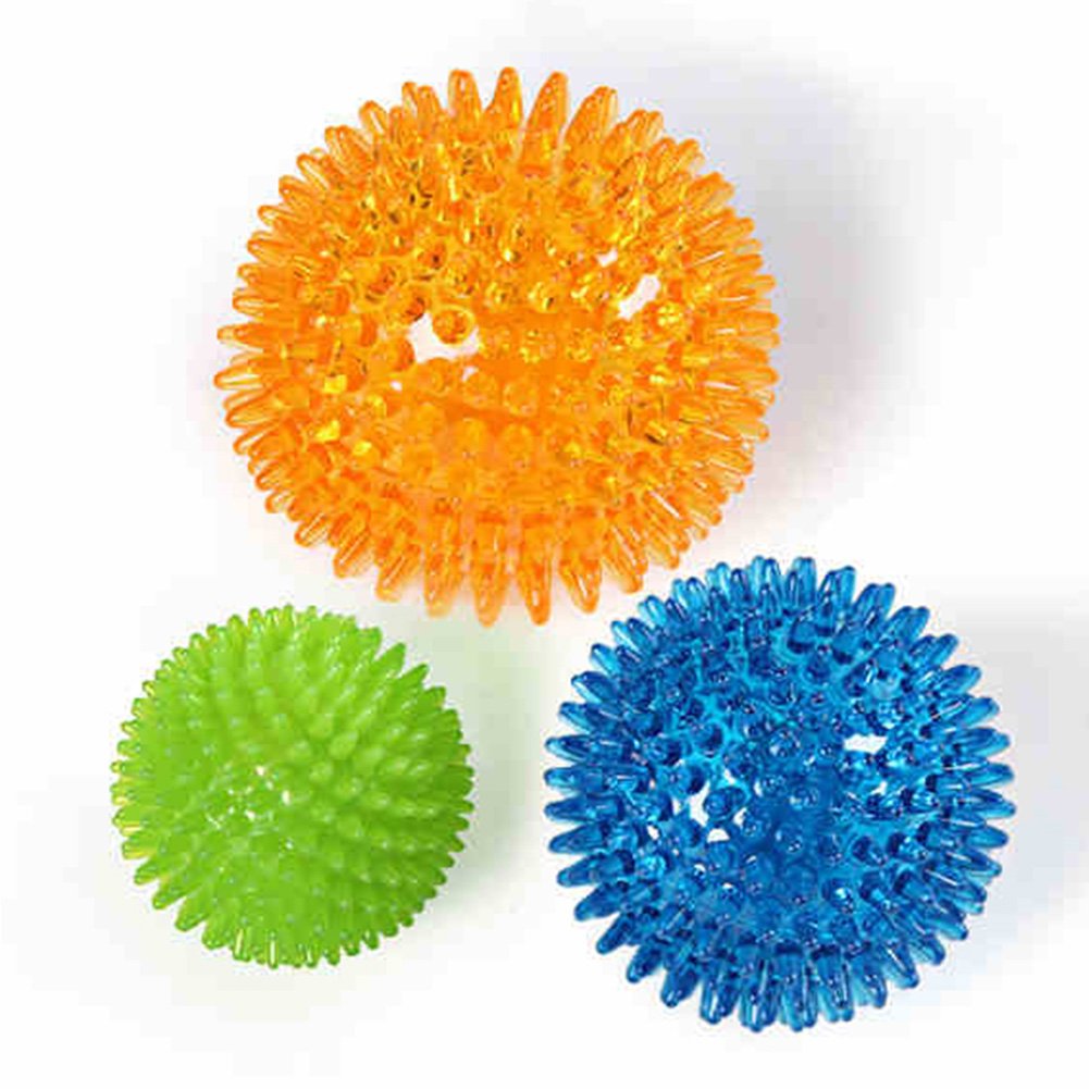3 Pack Squeaky Chew Balls for Dogs & Cats - Soft Dental Cleaning Chew Toys with High Bounce for Puppies, Small Medium Large Pets - Great for Playtime, Teething Relief & Interactive Training