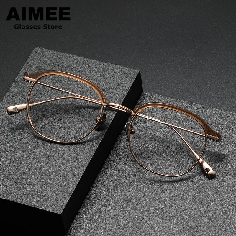 Aimee Unisex Full Rim Oval Titanium Acetate Eyeglasses 913221 - Lightweight & Durable Frame for Men & Women - Perfect for Reading, Working & Everyday Wear