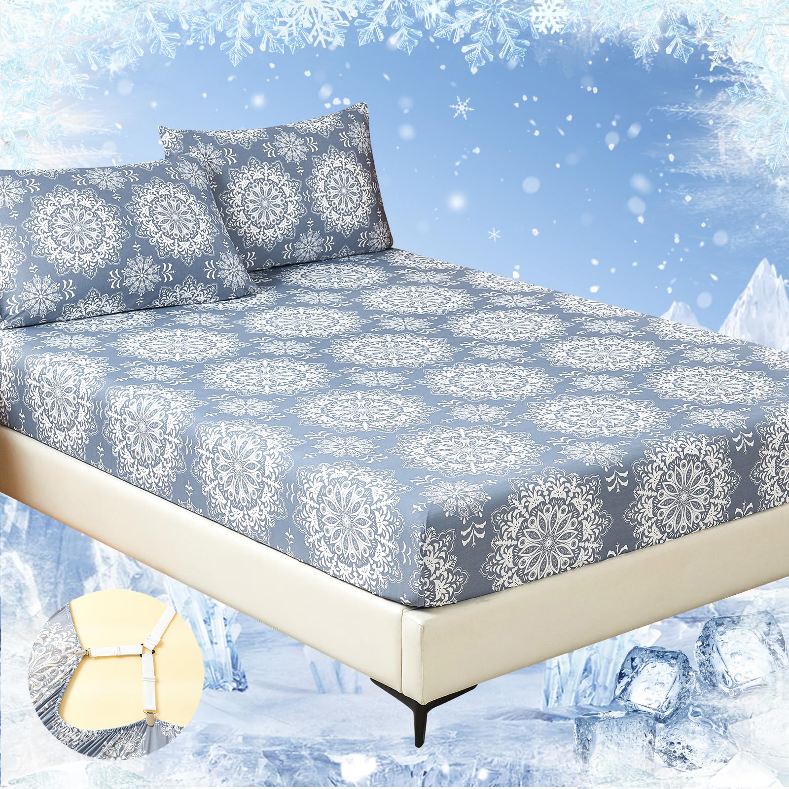 Arc-Chill Q-Max Cooling Fitted Sheet Queen Size - Ultra-Cool & Breathable 0.5+ Cool Fiber Sheet for Hot Sleepers - 16