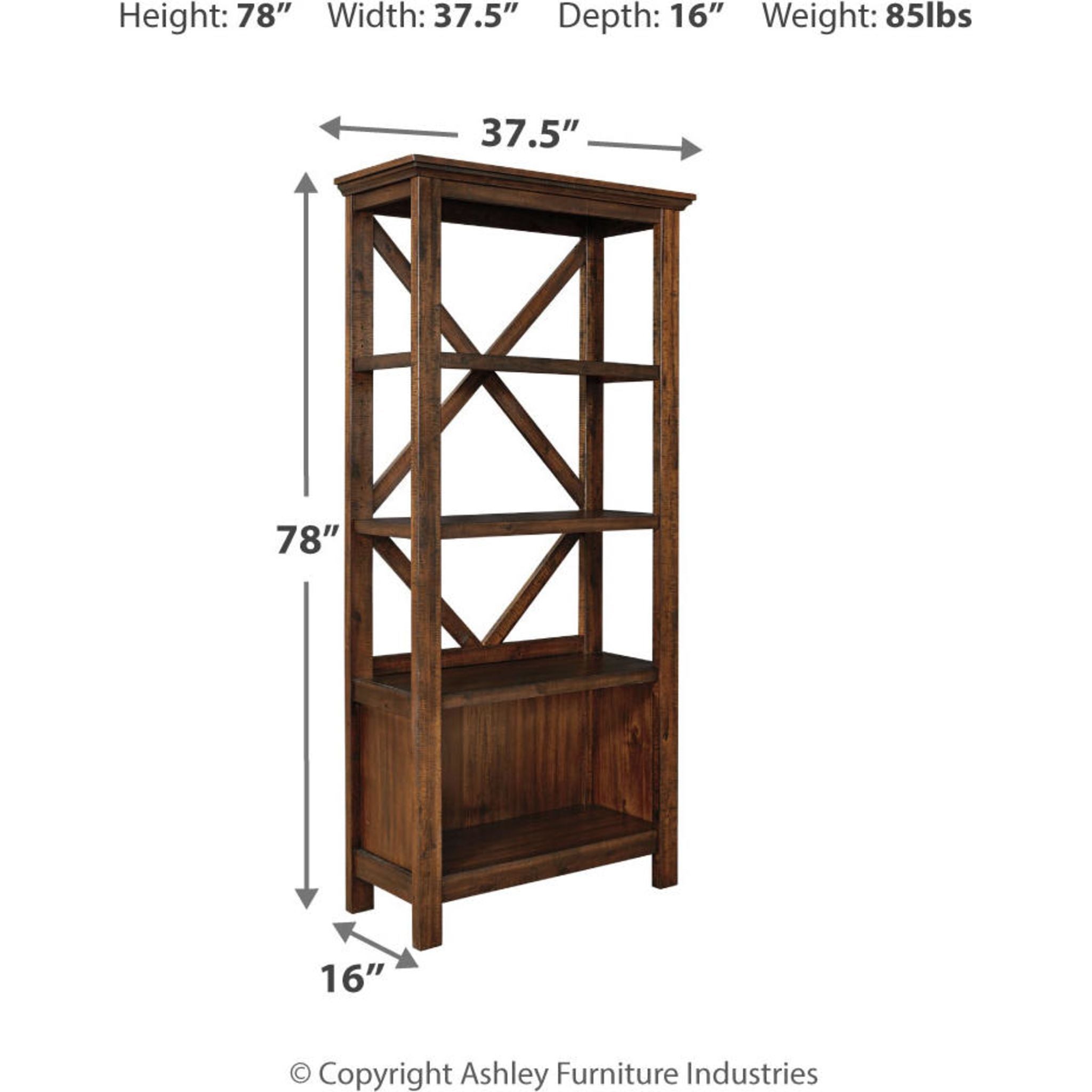 Baldridge Large Rustic Brown Bookcase - Solid Wood Bookshelf for Living Room, Office & Home Library Storage