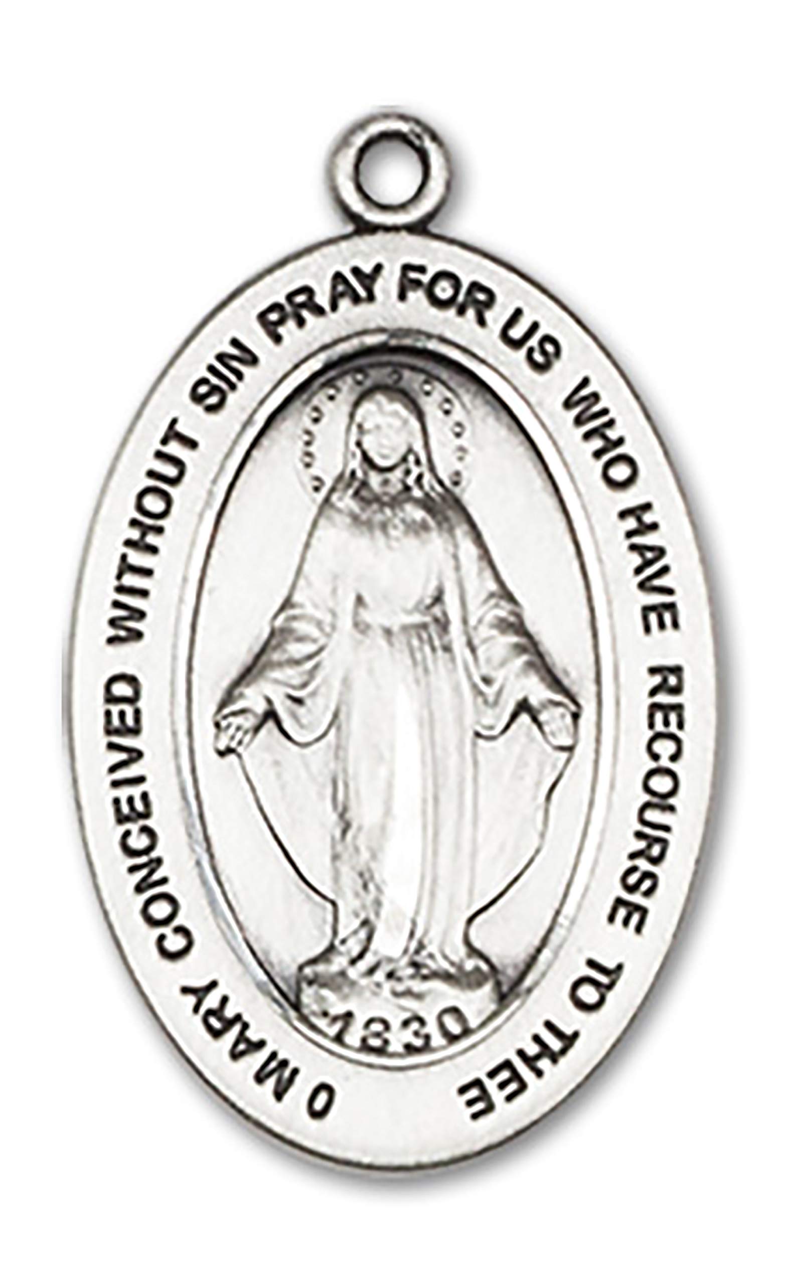 Sterling Silver Saint Medal with Stainless Steel Chain & Gift Box - Religious Jewelry for Baptism, First Communion & Faith Gifts