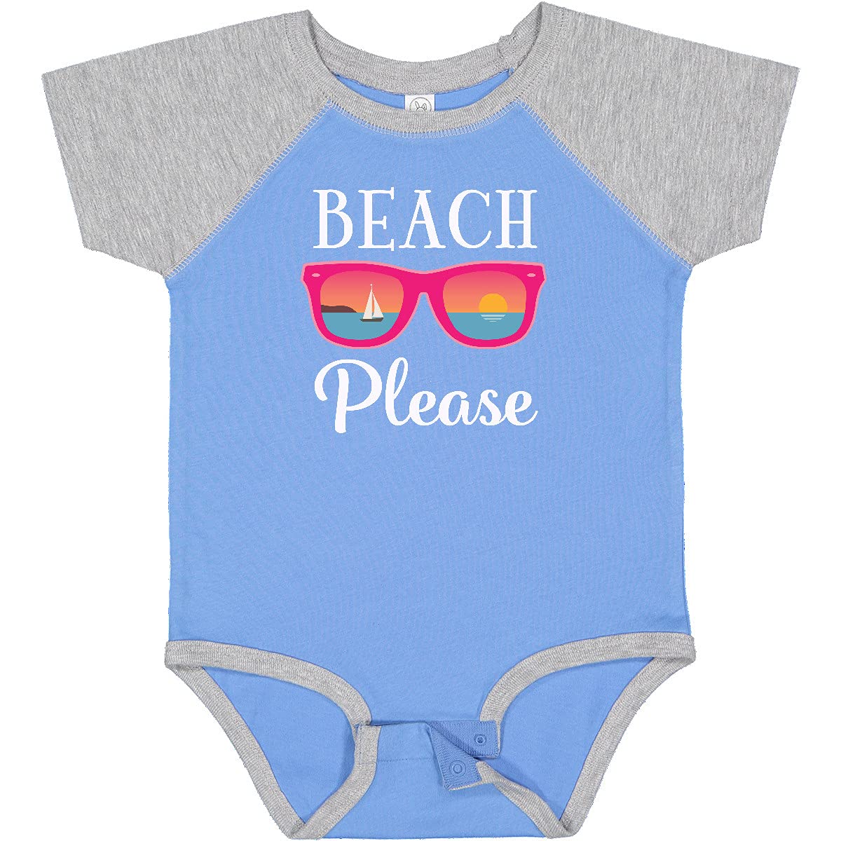 Inktastic Beach Please Sunglasses Baby Bodysuit - Cute Summer Outfit for Infants & Toddlers - Perfect for Beach Vacations, Pool Parties & Family Outings
