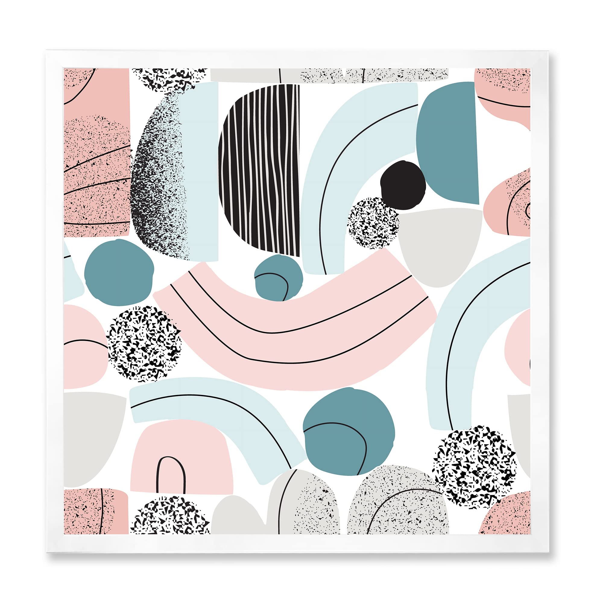 DesignQ Pastel Colorful Art Collage - Modern Framed Wall Decor for Living Room, Bedroom & Office - Handmade Canvas Painting for Home Decoration