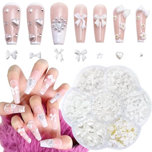 03 Bow Nail Charms | Whites