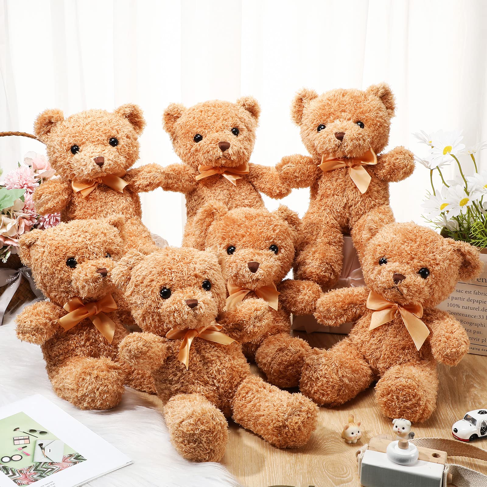 Lenwen 30-Piece Bulk Stuffed Animals - 12 Inch Brown Teddy Bear Plush Toys | Soft & Cuddly Small Plush Bears for Kids, Boys & Girls | Perfect for Baby Showers, Birthday Gifts, Nursery Decor & Playtime Comfort