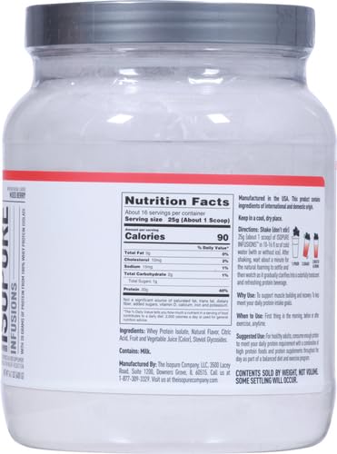 Isopure Clear Whey Isolate Protein Powder - Lactose Free, Gluten Free, Naturally Flavored Mixed Berry - 20g Protein Per Serving (14.1 Oz, 16 Servings) | Post-Workout Recovery & Healthy Lifestyle Supplement