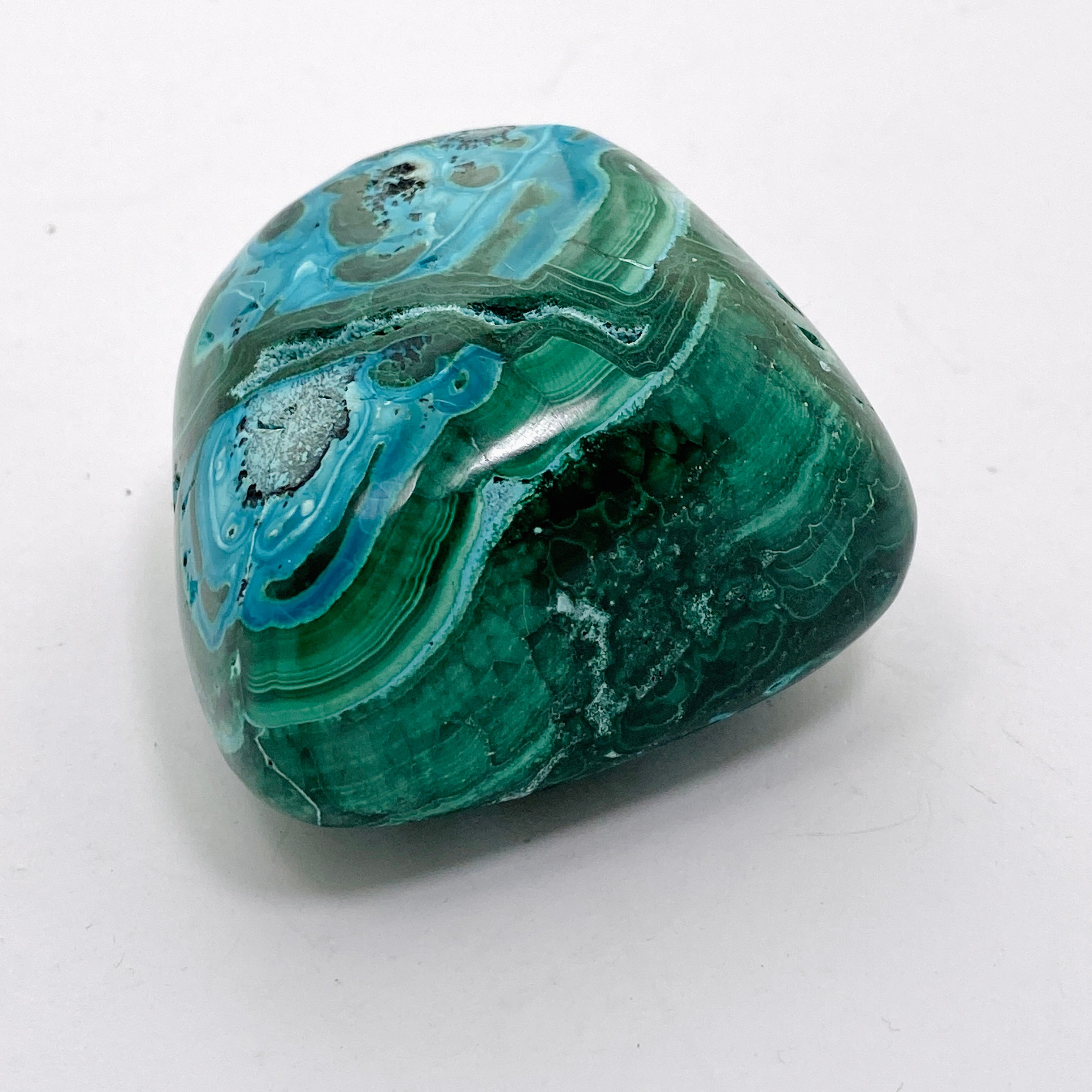 Natural Malachite and Chrysocolla Polished Freeform Stone - Congo Mined CR3748 | Healing Crystal for Meditation, Home Decor & Jewelry Making