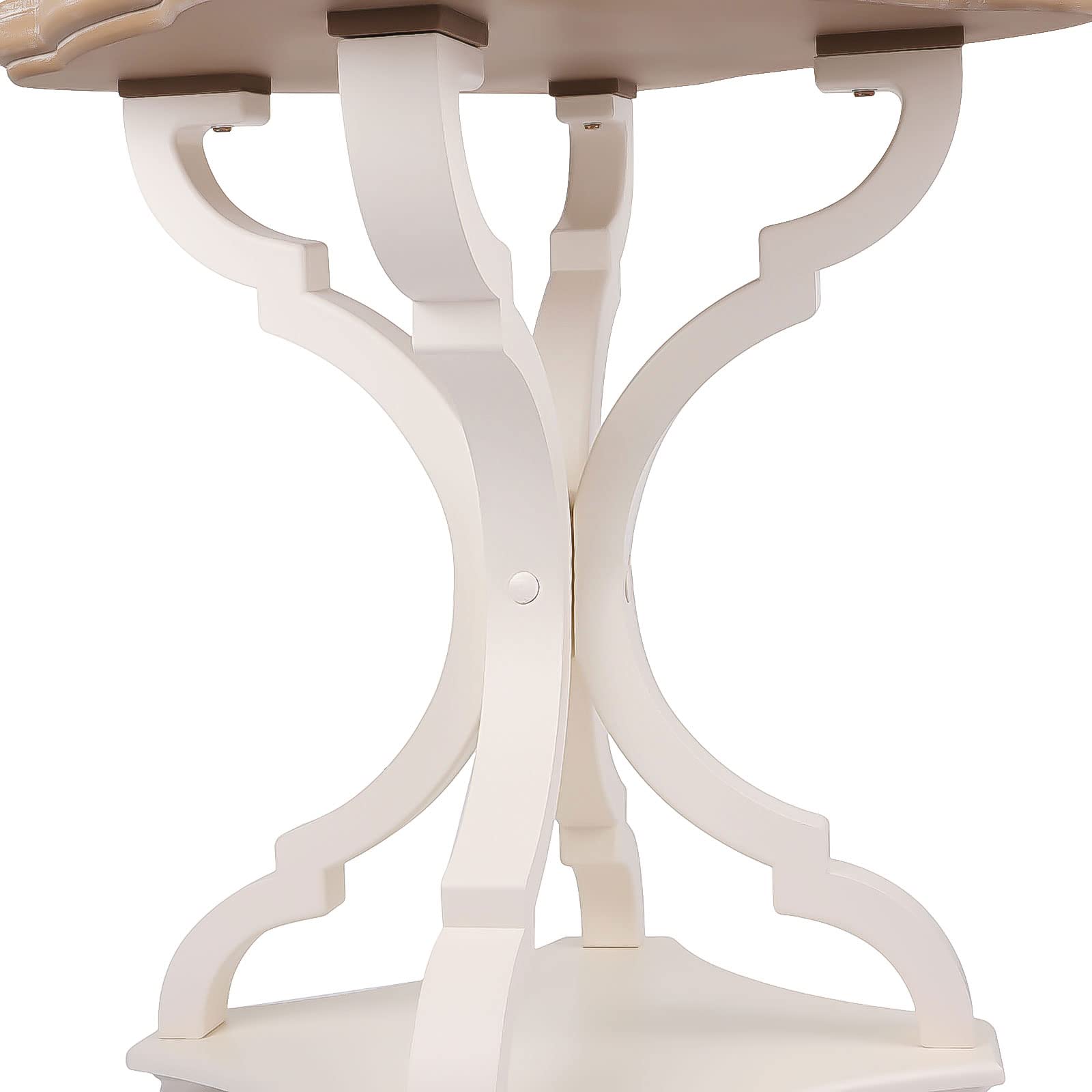 Rustic Farmhouse End Table - French Country Pedestal Accent Table with Natural Square Tray Top & White Wood Legs - Sofa Coffee Side Table Nightstand for Bedroom, Living Room, Dining Room - Perfect for Farmhouse Decor, Coffee Table Display & Bedside Storage (25