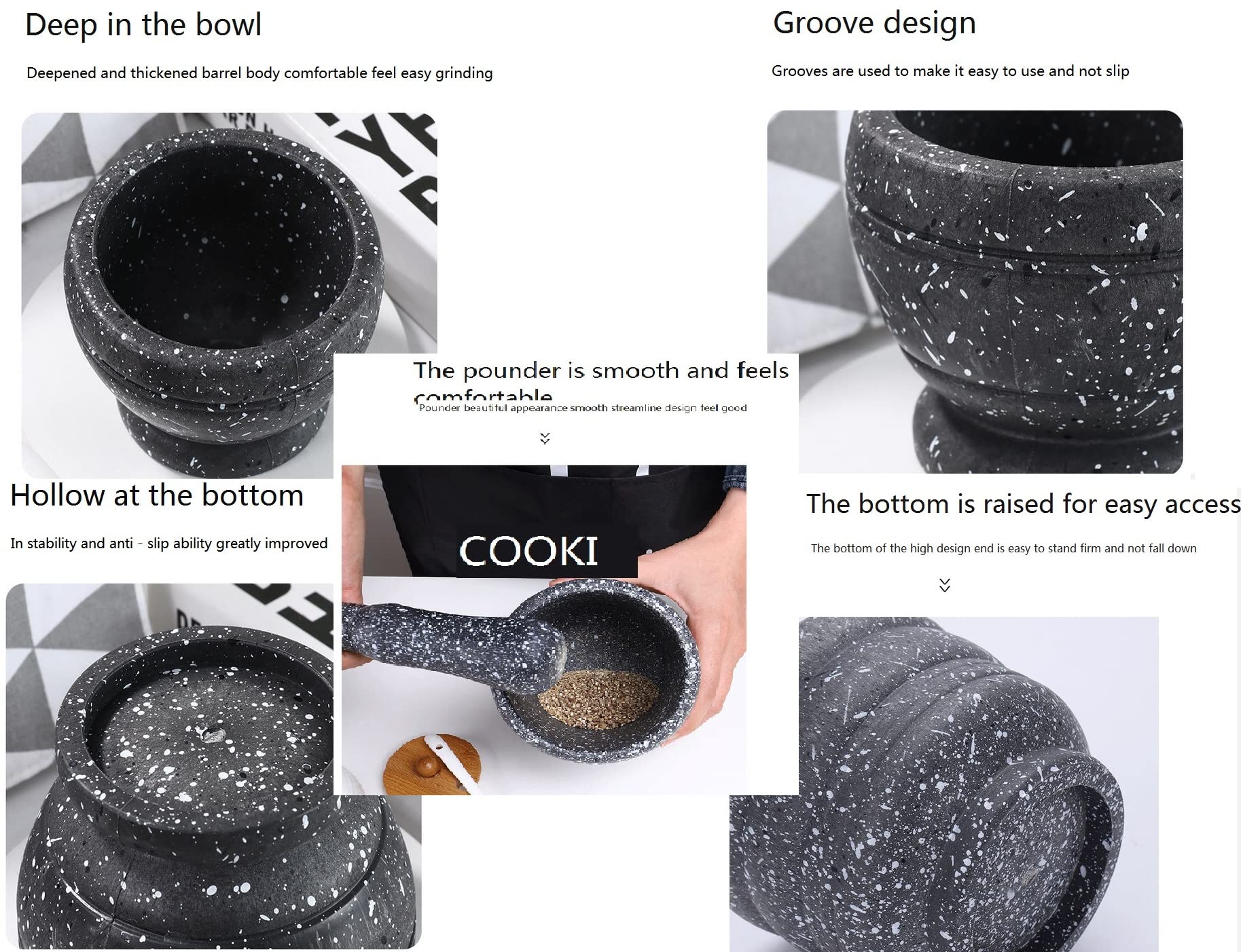 Premium Granite Mortar and Pestle Set - Manual Spice Grinder for Herbs, Garlic, Coffee Beans & Tea Leaves - Durable Kitchen Tool for Grinding, Crushing & Mixing - Perfect for Home Cooking, Baking & Herbal Remedies