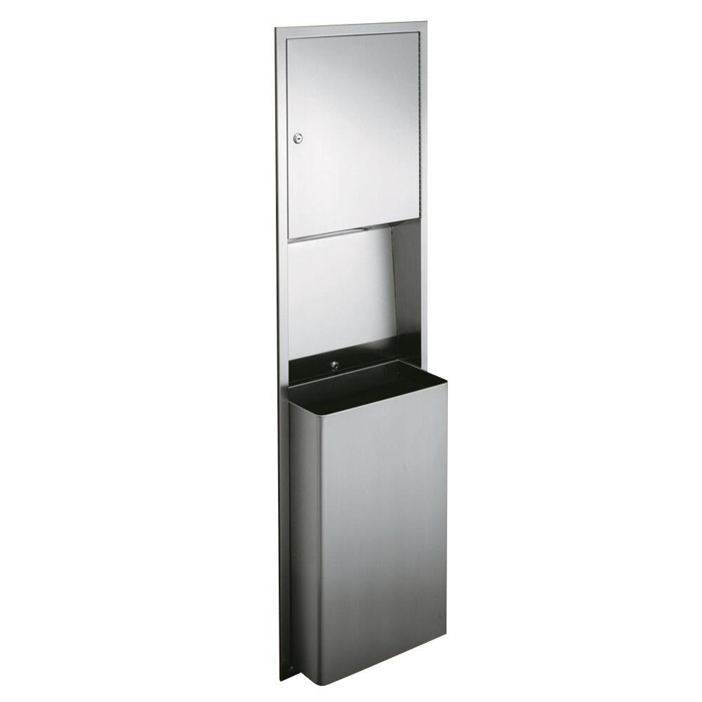 ASI 0469 BL Traditional Paper Towel Dispenser & Waste Receptacle Combo - Satin Finish for Restrooms, Kitchens & Office Spaces