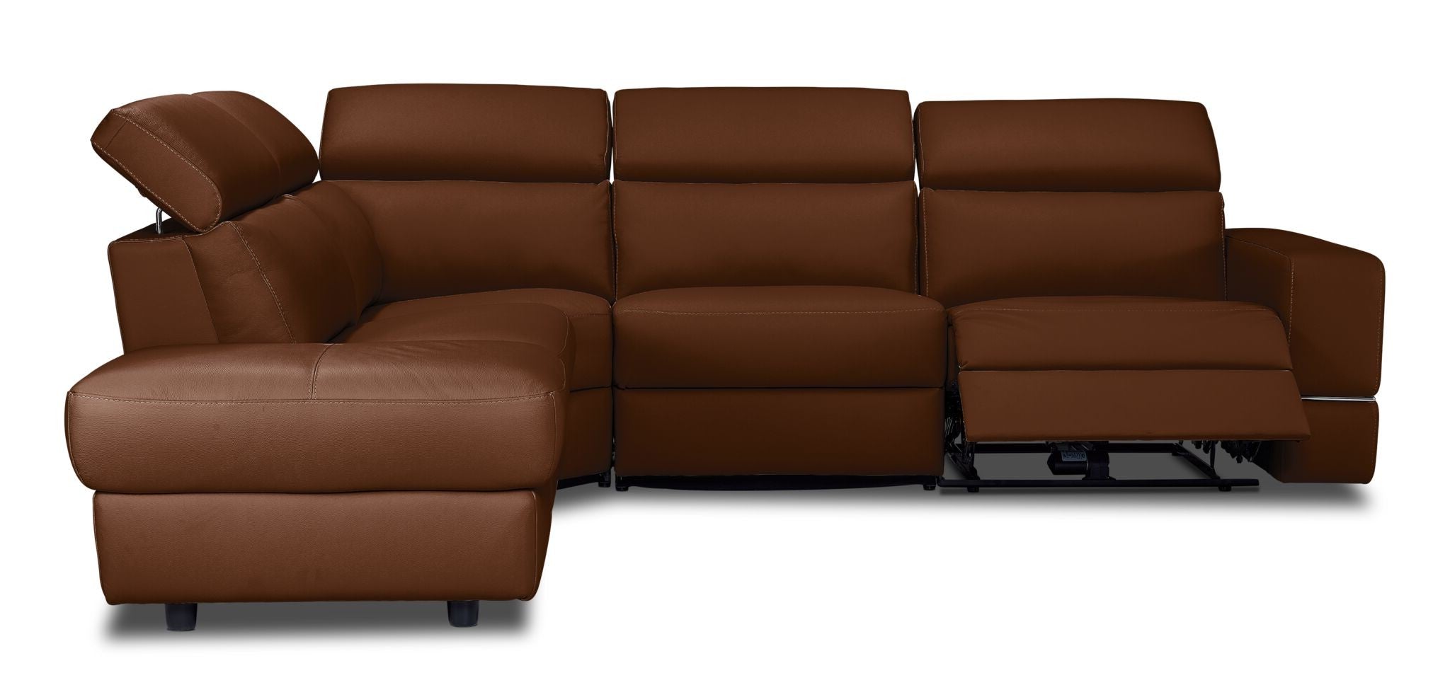 Bianca 3-Piece Power Reclining Sectional Sofa with Left-Facing Chaise in Cognac Leather - Perfect for Living Room, Home Theater & Family Gatherings