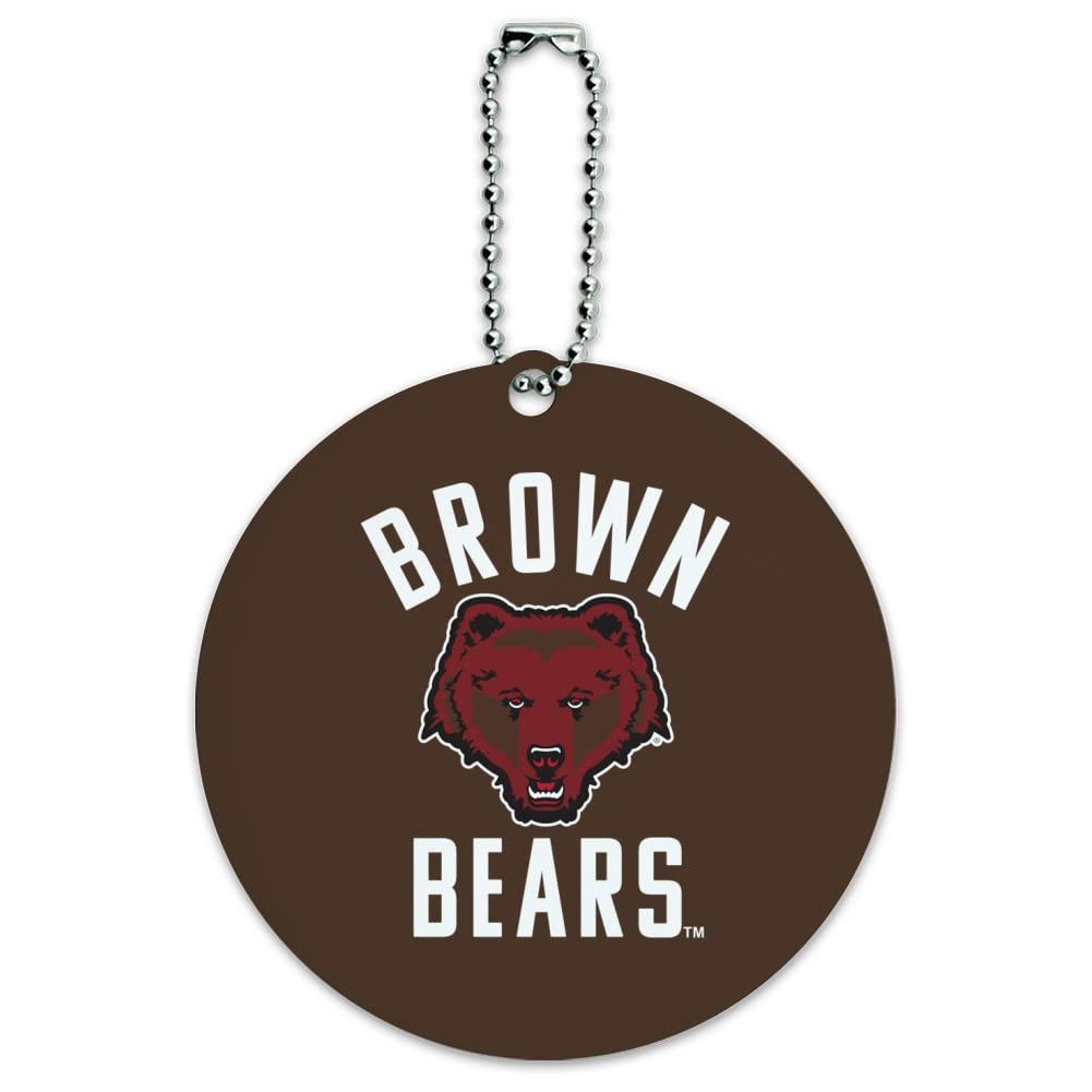 Brown University Bears Logo Round Luggage ID Tag - Personalized Suitcase Identification Card for Travel - Durable Carry-On Bag Tag for Backpacks, Duffel Bags & Suitcases