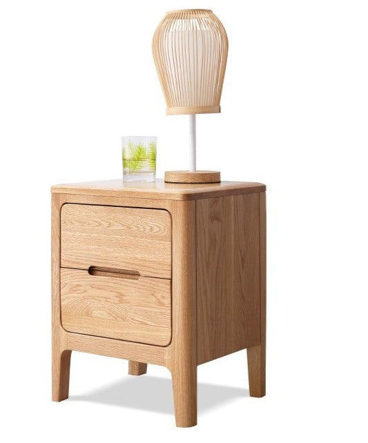 Solid Oak Wood Nightstand - Sturdy Bedside Table with Drawer for Bedroom, Living Room, or Guest Room - Perfect for Storage and Decor