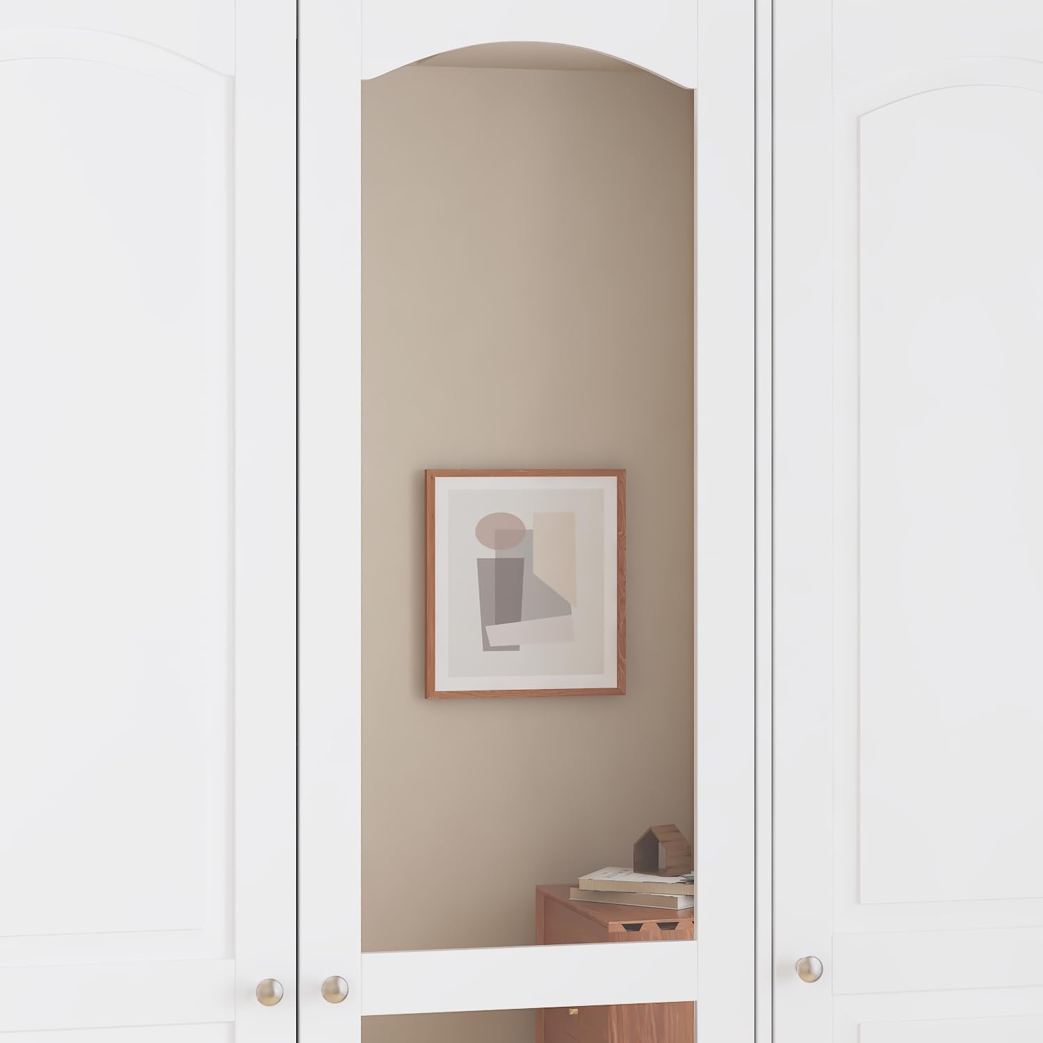 Hitow 3-Door Armoire Wardrobe Closet with Mirror, Hanging Rod, Drawers & Shelves - Freestanding Clothes Organizer Cabinet for Bedroom (White) | Perfect for Master Bedroom, Guest Room & Apartment Storage Solutions