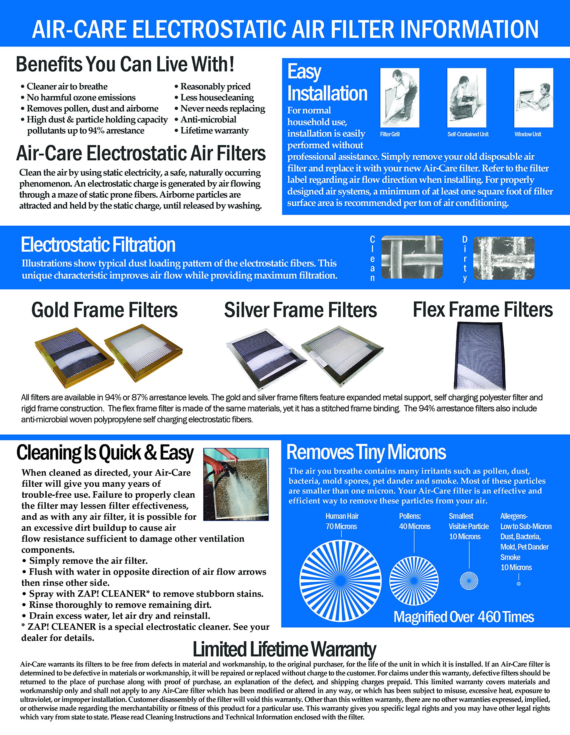 18x22x1 Electrostatic Washable Permanent HVAC Air Filter - Reusable Furnace & AC Filter for Cleaner Air at Home, Office, or Commercial Spaces
