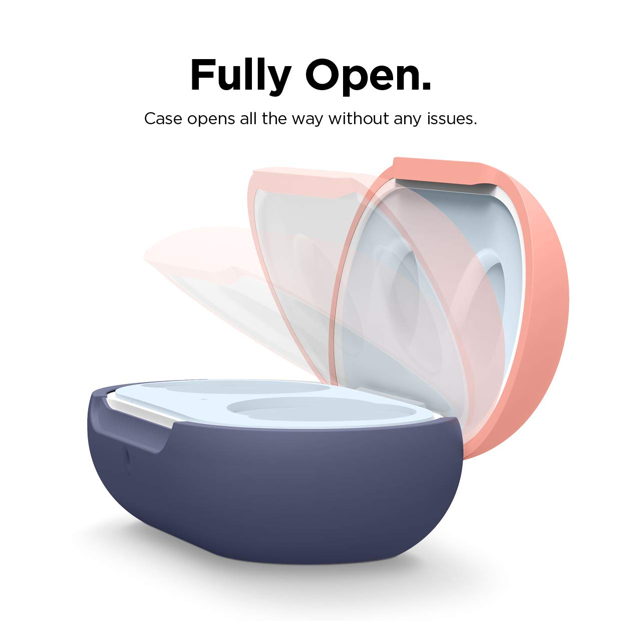 Premium Silicone Case for Samsung Galaxy Buds Plus (2020) & Galaxy Buds (2019) - Soft Protective Cover with Peach Top & Jean Indigo Bottom - Perfect for Gym, Travel & Everyday Use