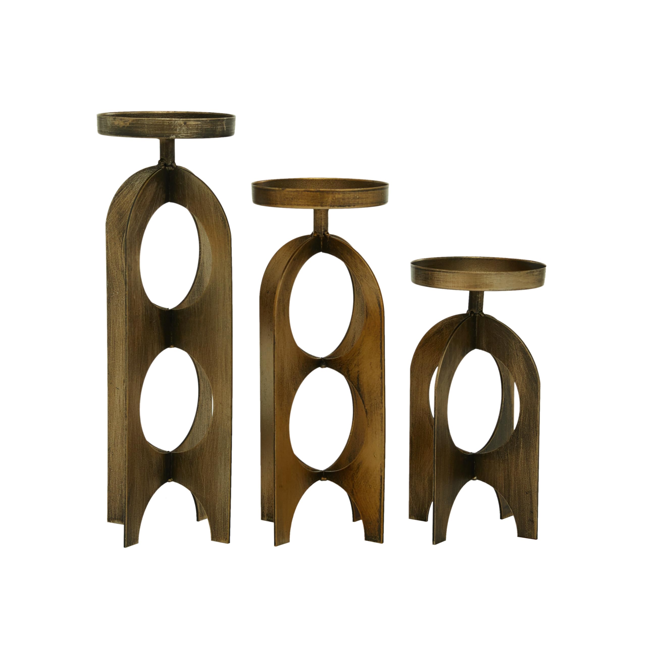 Deco 79 Set of 3 Gold Metal Handmade Decorative Candle Holders - 7