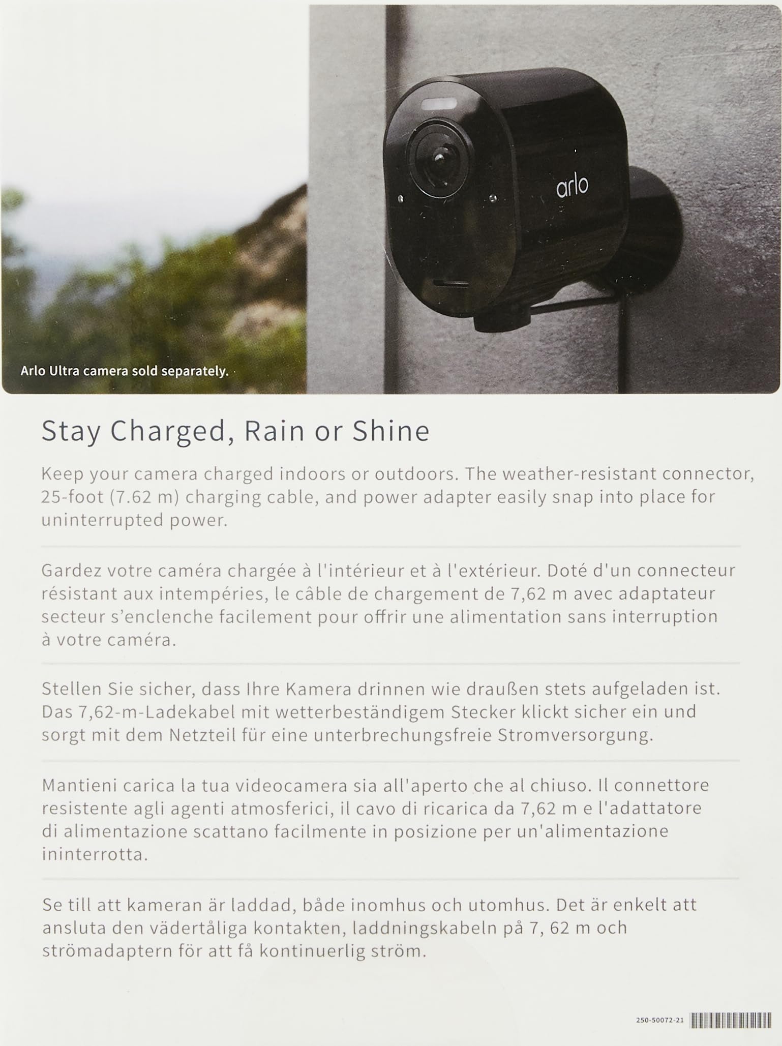 Arlo Certified 25ft Outdoor Magnetic Charging Cable - Compatible with Arlo Ultra/Ultra 2/Pro 3/Pro 4/Pro 5/Go 2/Floodlight Cameras - Weatherproof Black Power Cord for Security Camera Charging - Perfect for Outdoor Surveillance & Continuous Power Supply