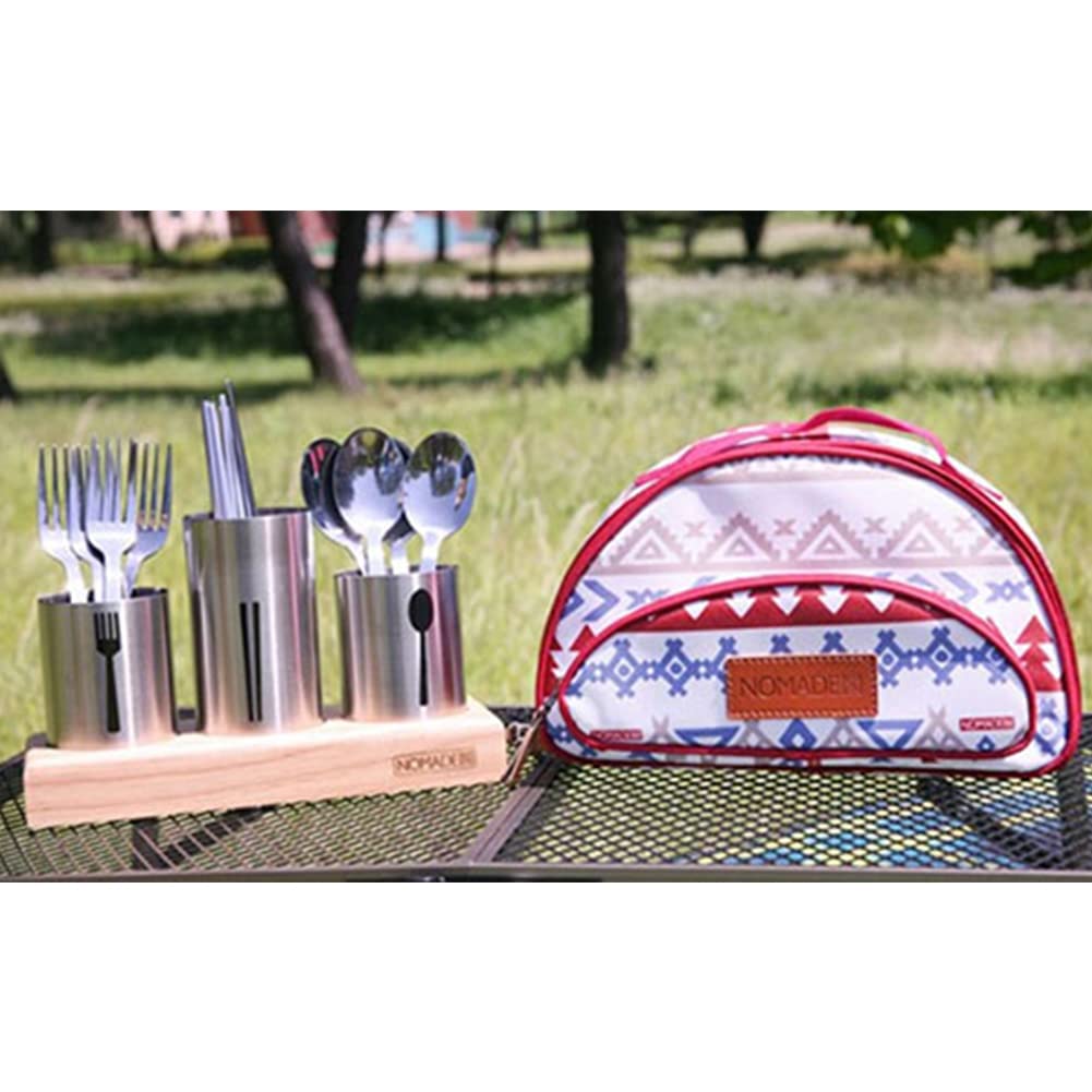 Indio 17-Piece Camping Cutlery Set with Organizer - Stainless Steel Utensils for Outdoor Picnics, Hiking & Travel (Red) | Compact Mess Kit for Backpacking, RV Trips & BBQs