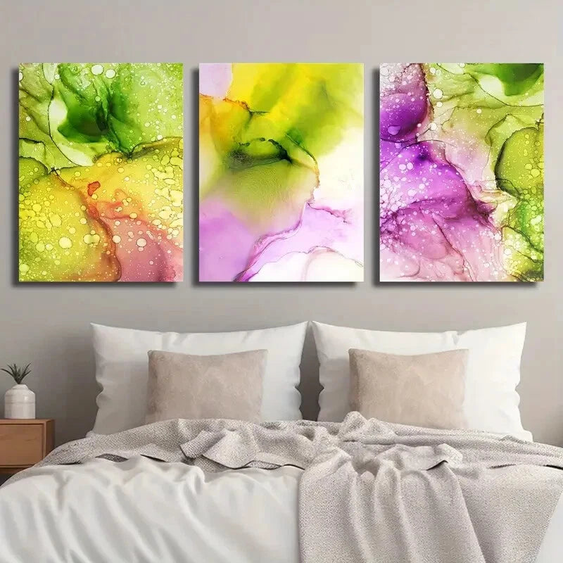 3-Piece Abstract Colorful Liquid Bubble Metal Wall Art - Ready to Hang Modern Home Decor for Living Room, Bedroom & Office