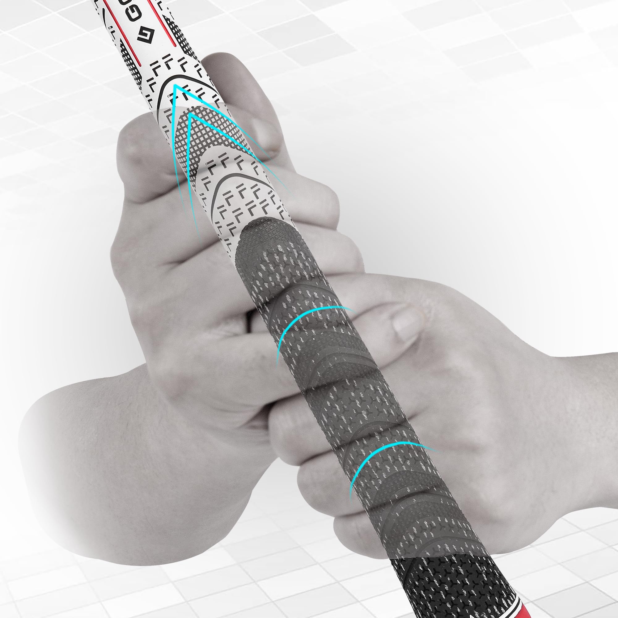 Gowolf 2024 New Cross Corded Rubber Golf Grips - 13 Pack with Free 15 Tapes | Improved Control Multi-Compound Hybrid Golf Club Grips for Enhanced Performance | Perfect for Driving Range, Tournament Play & Golf Practice
