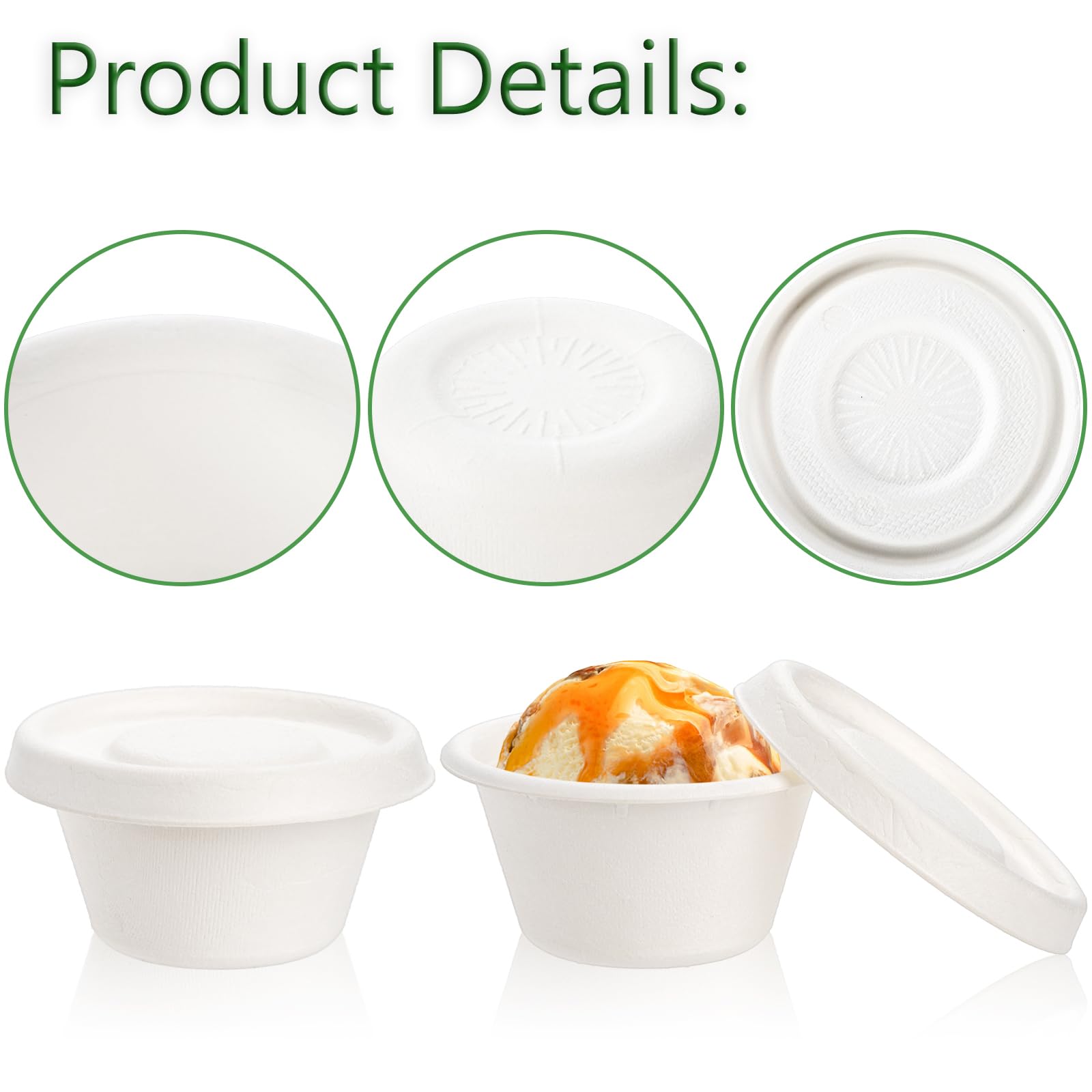 Yesland 400 Pcs 2 oz Disposable Bagasse Fiber Cups with Lids - Eco-Friendly White Paper Tasting Cups for Food Samples, Sauces, Snacks & Charcuterie Boards (200 Cups + 200 Lids) | Perfect for Parties, Catering, Restaurants & Food Tasting Events