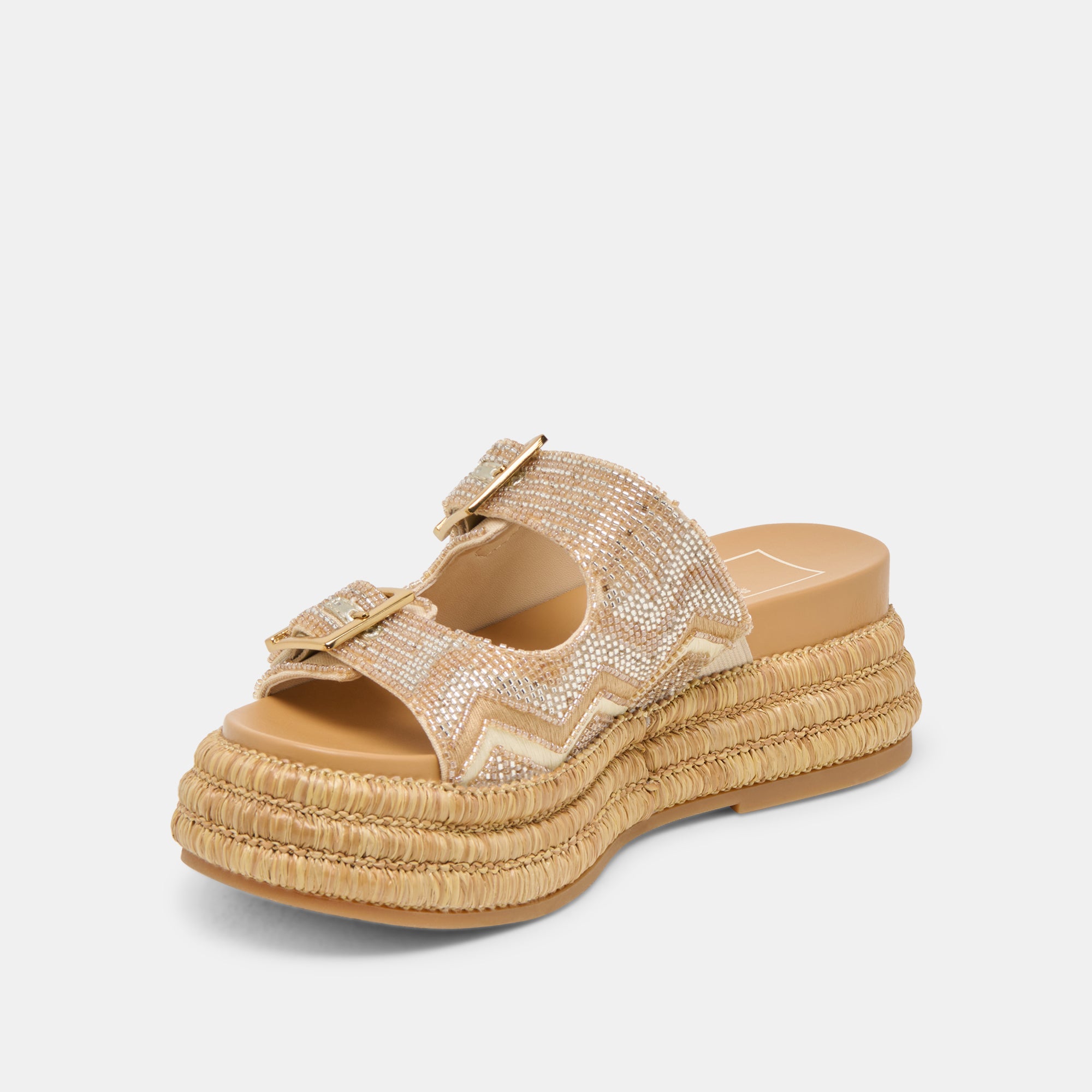WIXIE Women's Gold Beaded Sandals - Stylish Multi Bead Design for Summer, Beach, and Casual Outings