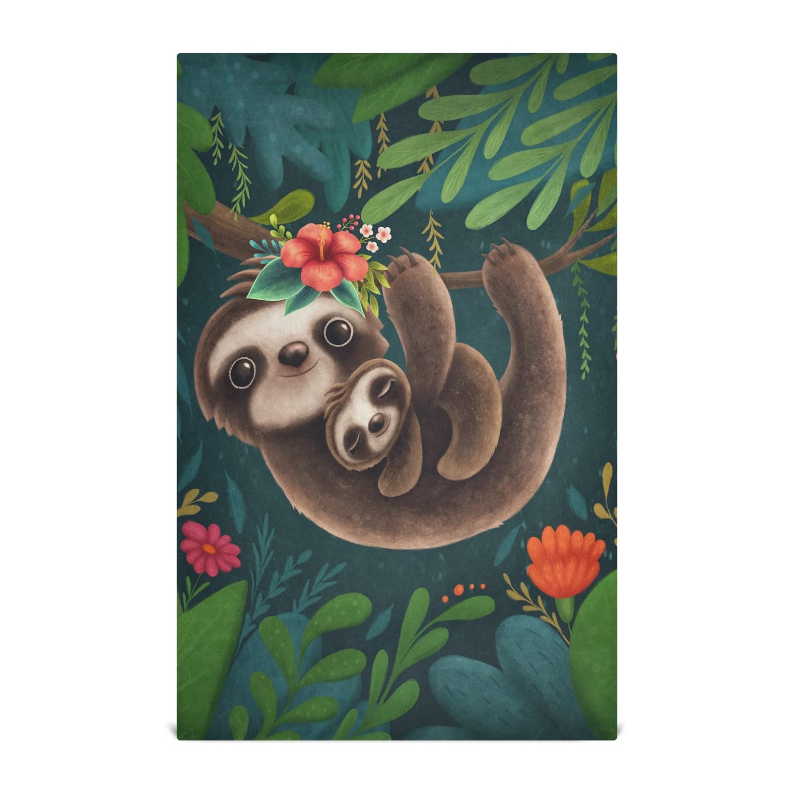 Cute Sloth Kitchen Towels Set of 4 - 18x28 Inch Absorbent Dish Cloths for Washing Dishes & Cleaning - Soft Tea Towels for Kitchen Decor & Housewarming Gifts (Forest Theme)