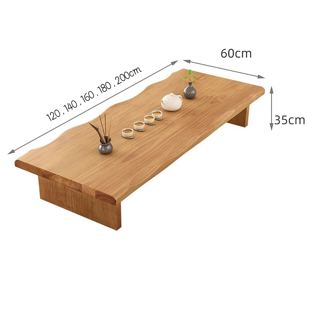 Japanese Pine Wood Low Coffee Table - Traditional Tatami Tea Table Set for Living Room, Zen Meditation & Tea Ceremony
