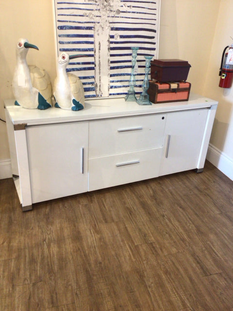 Jesper Office 500 Series White Credenza - Modern Storage Cabinet for Home & Office Organization | Perfect for Living Room, Bedroom or Workspace