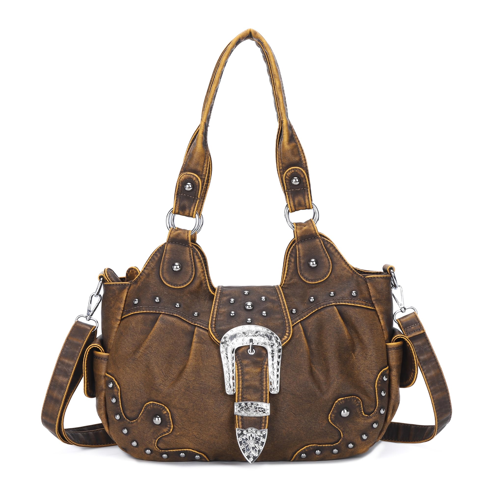 Angel Kiss Vegan Leather Hobo Bags for Women - Stylish Shoulder & Crossbody Purse with Metal Studs | Perfect for Work, Travel & Everyday Use