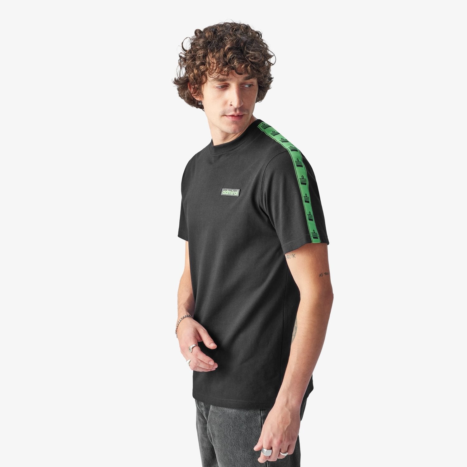 Bardon Repeat Tape T-Shirt for Men - Black & Lime Green - Comfortable Cotton Tee for Casual Wear, Gym, and Street Style