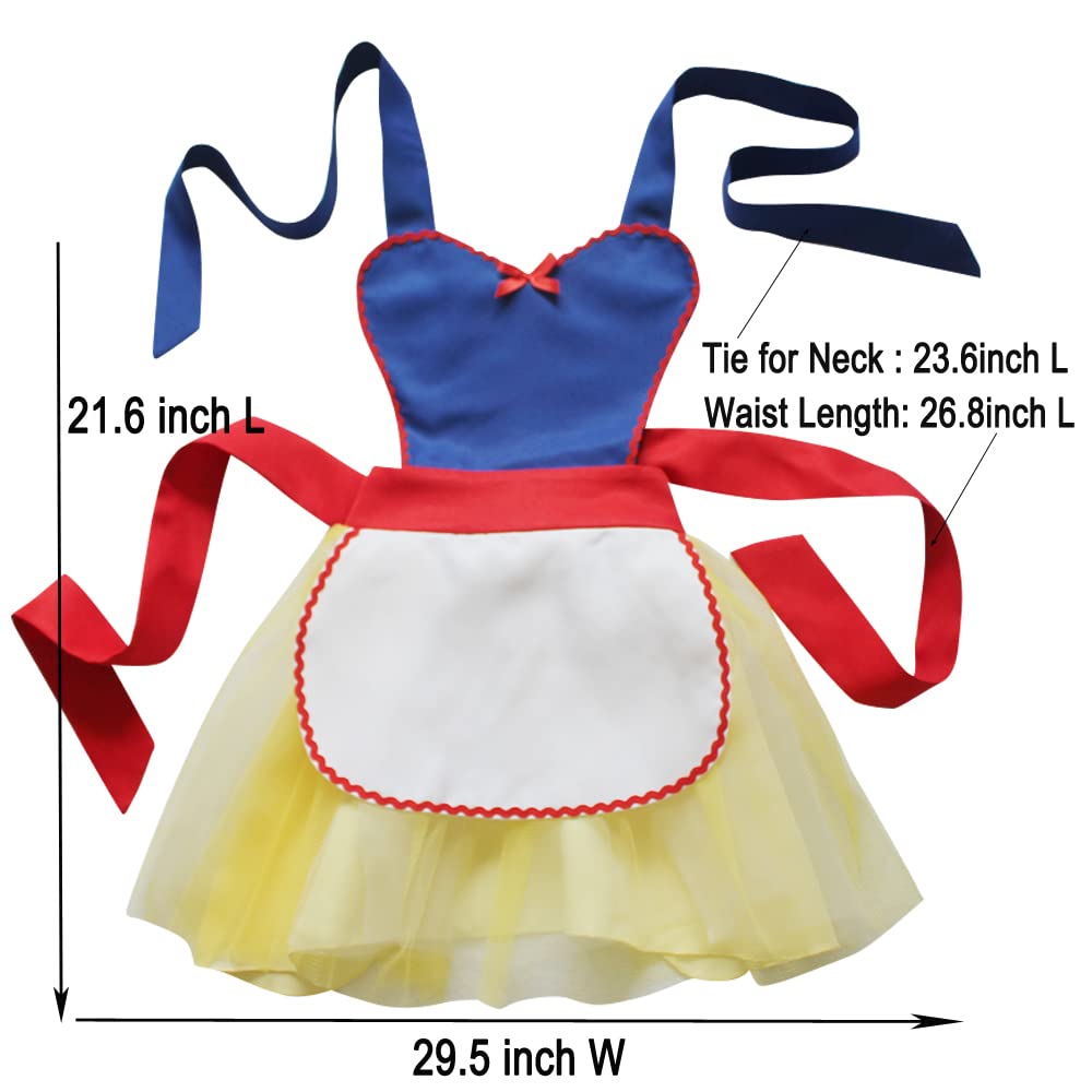 Girls Princess Costume Apron - Kids Cooking Kitchen Apron for Birthday Party & Dress Up Play - Perfect for Pretend Play, Tea Parties & Baking Activities