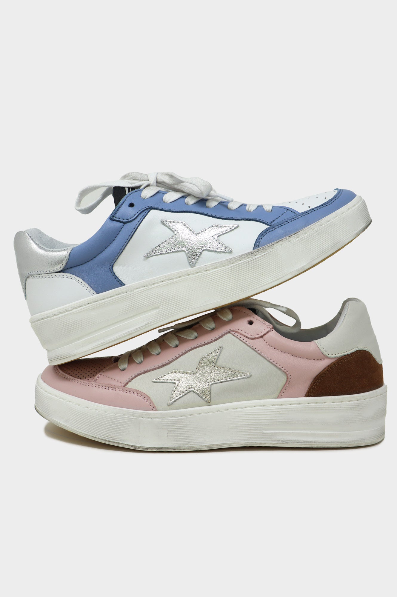 Vintage Star Print Sneakers for Women - Blue & White Retro Casual Shoes | Perfect for Everyday Wear, Street Style & Fashion Outfits