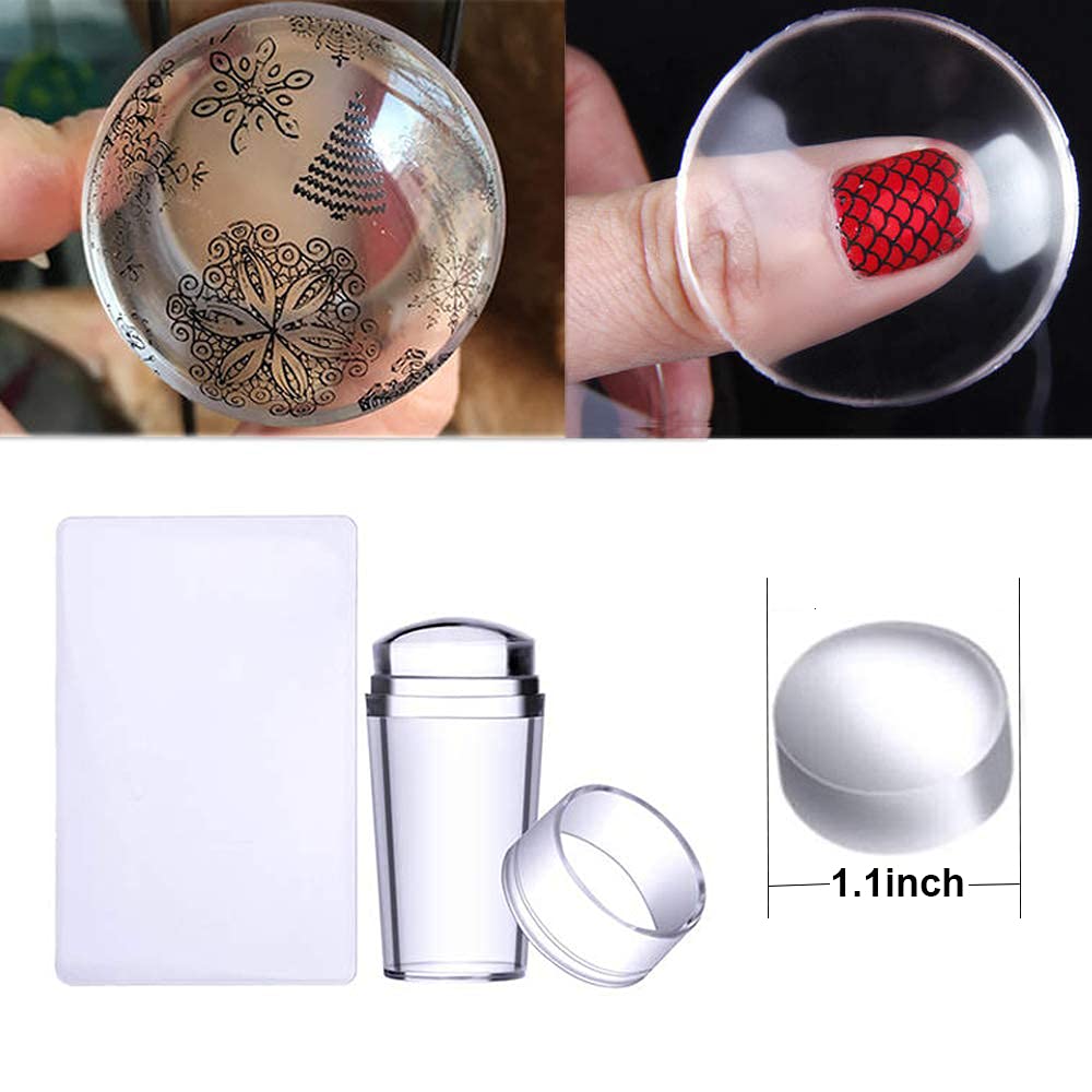 Clear Silicone Nail Art Stamper with Scraper - Transparent French Manicure Stamping Jelly for Precise DIY Nail Designs | Perfect for Home Salon, Professional Nail Art, and French Tip Manicures