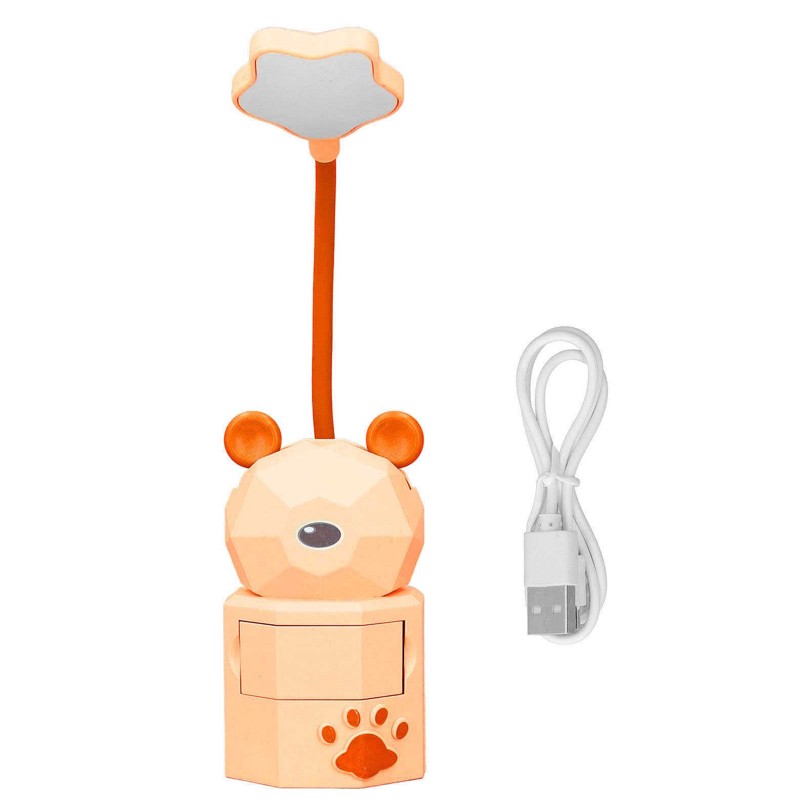 FTVOGUE Kids Desk Lamp with Cartoon Design - LED Reading Light, USB Charging, 360° Adjustable Warm Light for Eye Protection, Foldable Table Lamp (Yellow) - Perfect for Study, Homework & Bedtime Reading