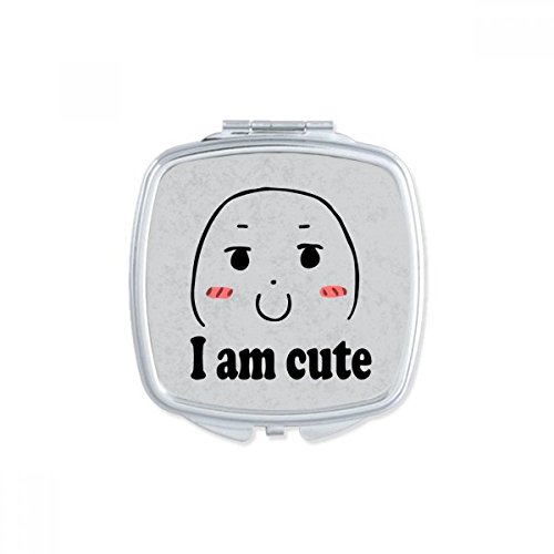 DIYthinker Adorable Black Cute Chat Happy Pattern Square Mirror - Portable Compact Pocket Makeup Double Sided Glass Mirror for Travel, Purse & Handbag (Perfect Gift for Women & Girls)