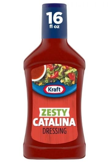 Kraft Zesty Catalina Salad Dressing - 16 fl oz Bottle (Pack of 2) with V2U Utensil Set | Perfect for Salads, BBQs & Family Gatherings | Gluten-Free & Vegan-Friendly Dressing
