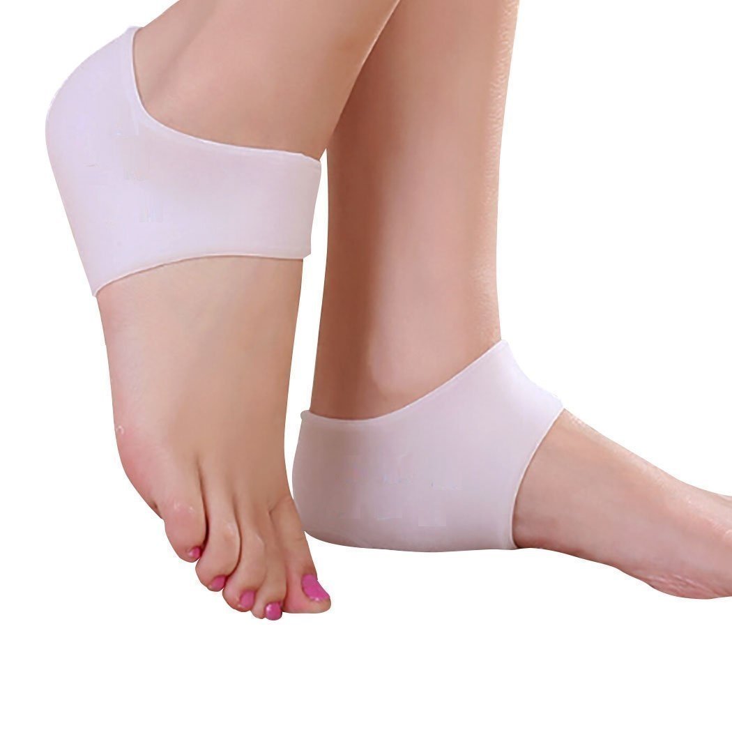 **Maharsh Vented Moisturizing Silicone Gel Heel Socks for Swollen Feet & Pain Relief – Dry Cracked Heel Repair Cream & Ankle Support Pads – Unisex Foot Care (White) – Ideal for Daily Wear, Post-Surgery Recovery & Diabetic Foot Care**