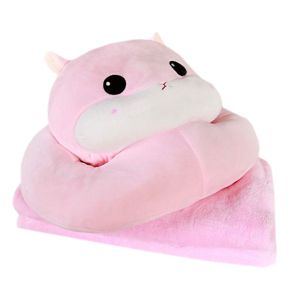Cute Cartoon Hamster Nap Pillow with Soft Blanket - Comfortable Desk Sleeping Pillow for Office, Home & Travel - Perfect for Power Naps, Stress Relief and Relaxation