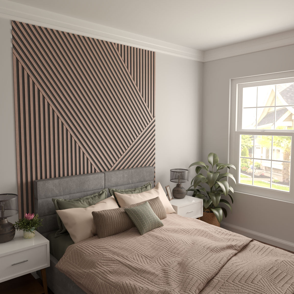 Adjustable Wood Slat Wall Kit - Modern DIY Room Divider & Decorative Panel for Home & Office - Perfect for Living Room, Bedroom, or Workspace Partitions