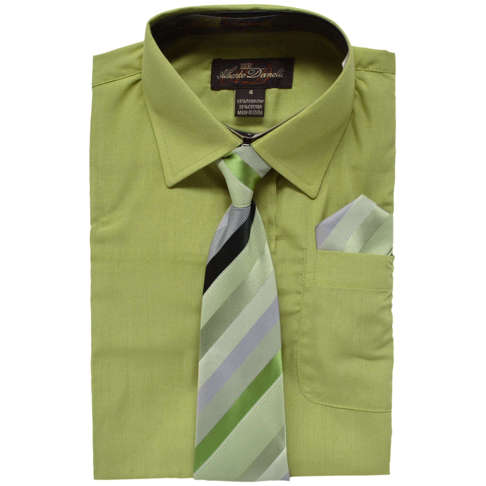 Alberto Danelli Boys' Dress Shirt with Tie Set - Formal White Button Down Shirt & Adjustable Necktie for Kids - Perfect for Weddings, Church, School Photos & Special Occasions