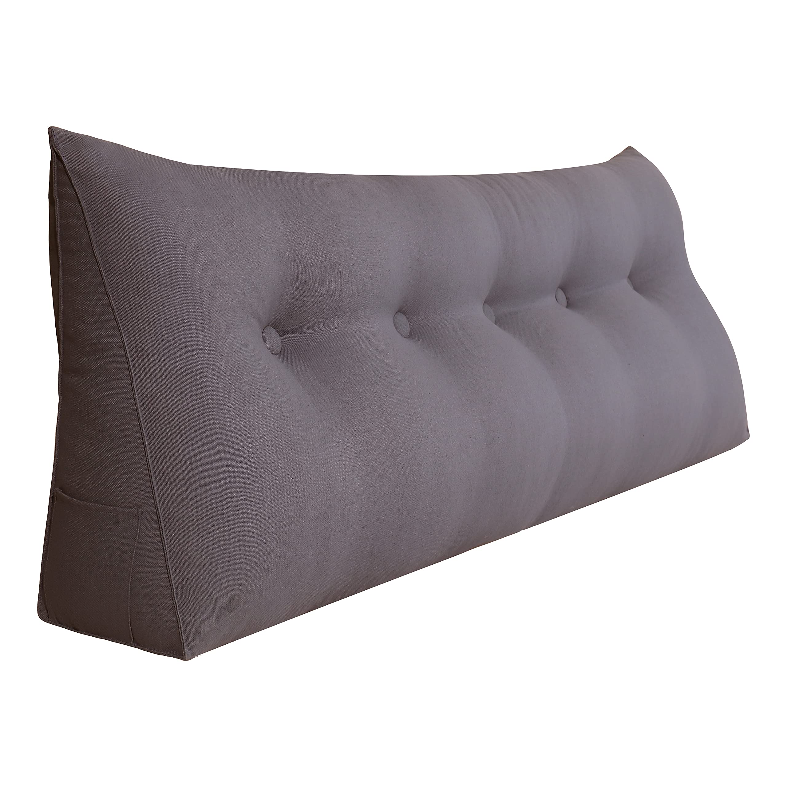 VERCART 59-inch Large Triangular Headboard Reading Pillow with Removable Linen Cover - Back Support Wedge for Sitting Up in Bed, Daybeds & Bunk Beds | Perfect for Reading, Relaxing & Post-Surgery Recovery (Coffee Color)