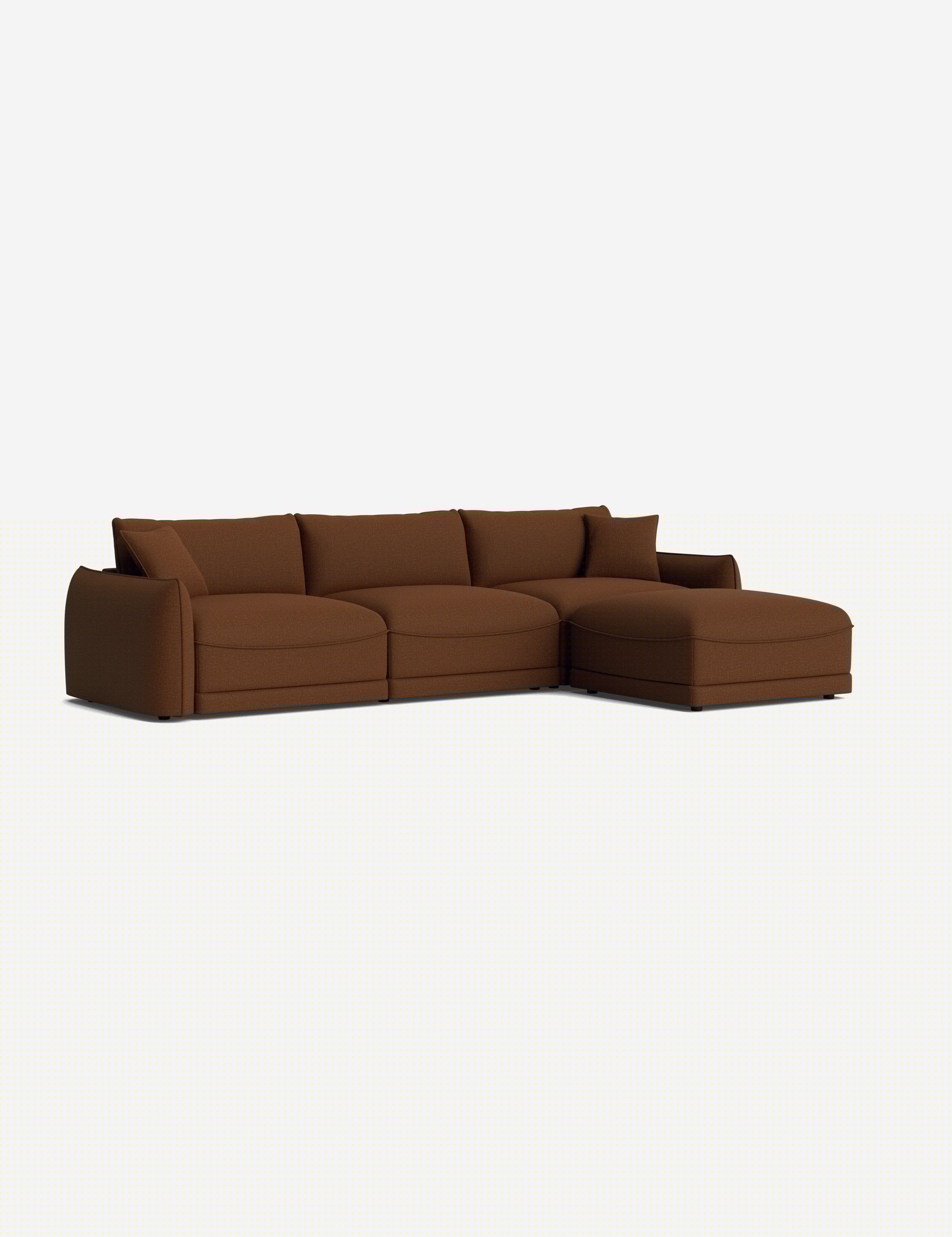 Balmer Sectional Sofa with Ottoman - Modern L-Shaped Couch Set for Living Room, Lounge & Home Theater - Comfortable Fabric Sofa with Chaise & Storage Ottoman