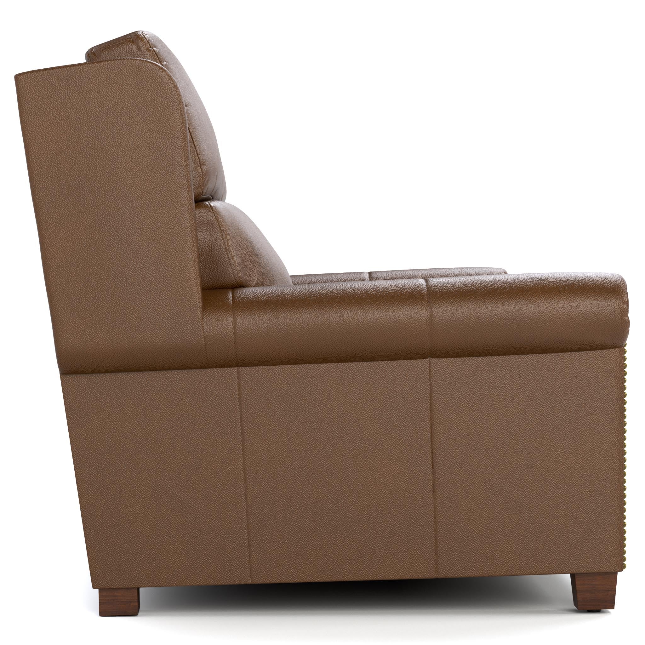 Woodlands Small Roll Arm Motion Sofa with Nails - Comfortable Reclining Couch for Living Room, Home Theater, and Family Room Relaxation