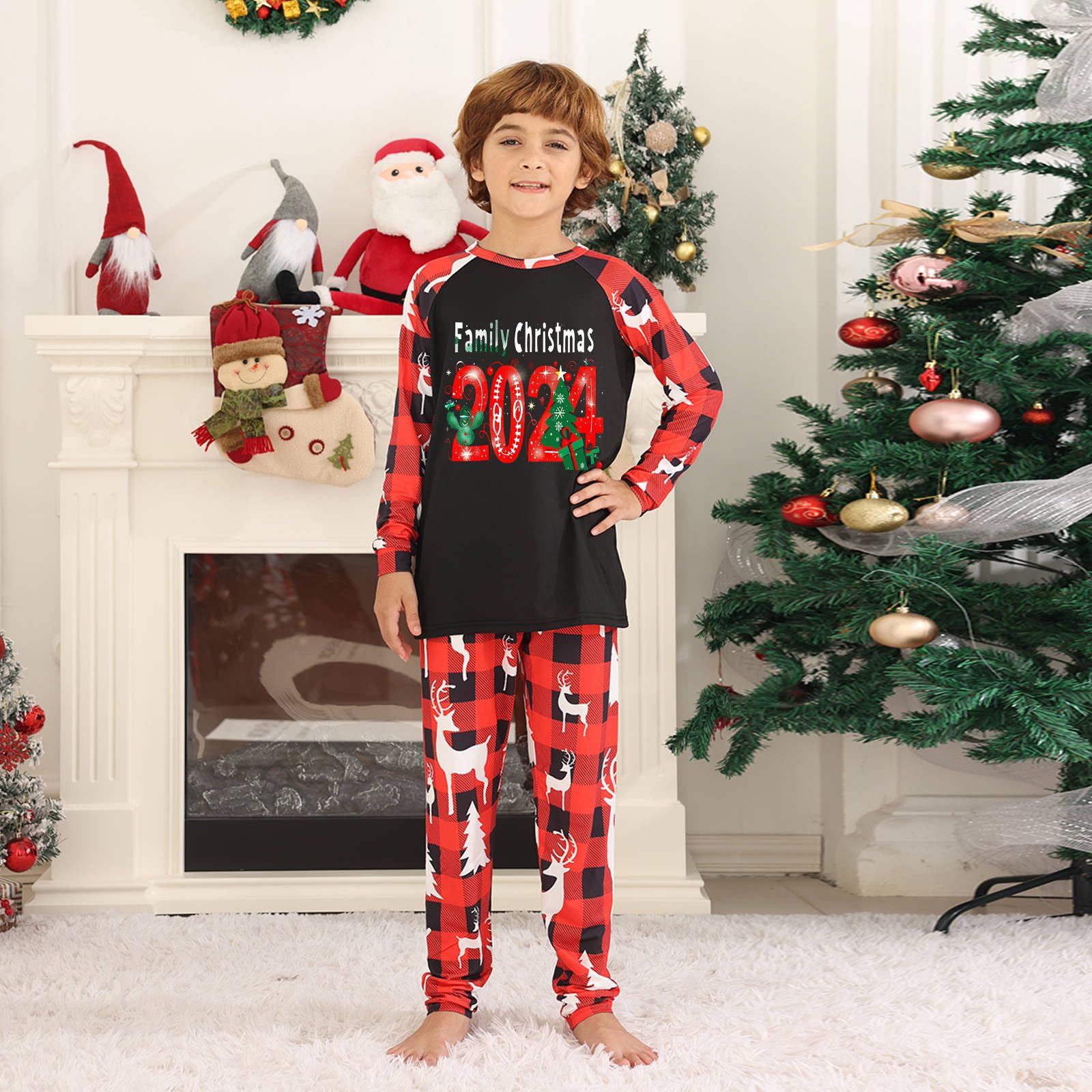 BOXIACEY Family Matching Christmas Pajama Sets - Long Sleeve Holiday Pajamas for Women, Men & Kids - Cozy Xmas Sleepwear & Lounge Wear for Family Photos, Christmas Morning & Holiday Gatherings