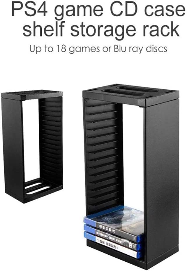 Universal CD DVD Racks & Blu-ray Disc Storage Tower - 18 Disc Holder for PS4, Xbox, Game Consoles & Media Collections - Perfect for Gaming Rooms & Home Entertainment Centers