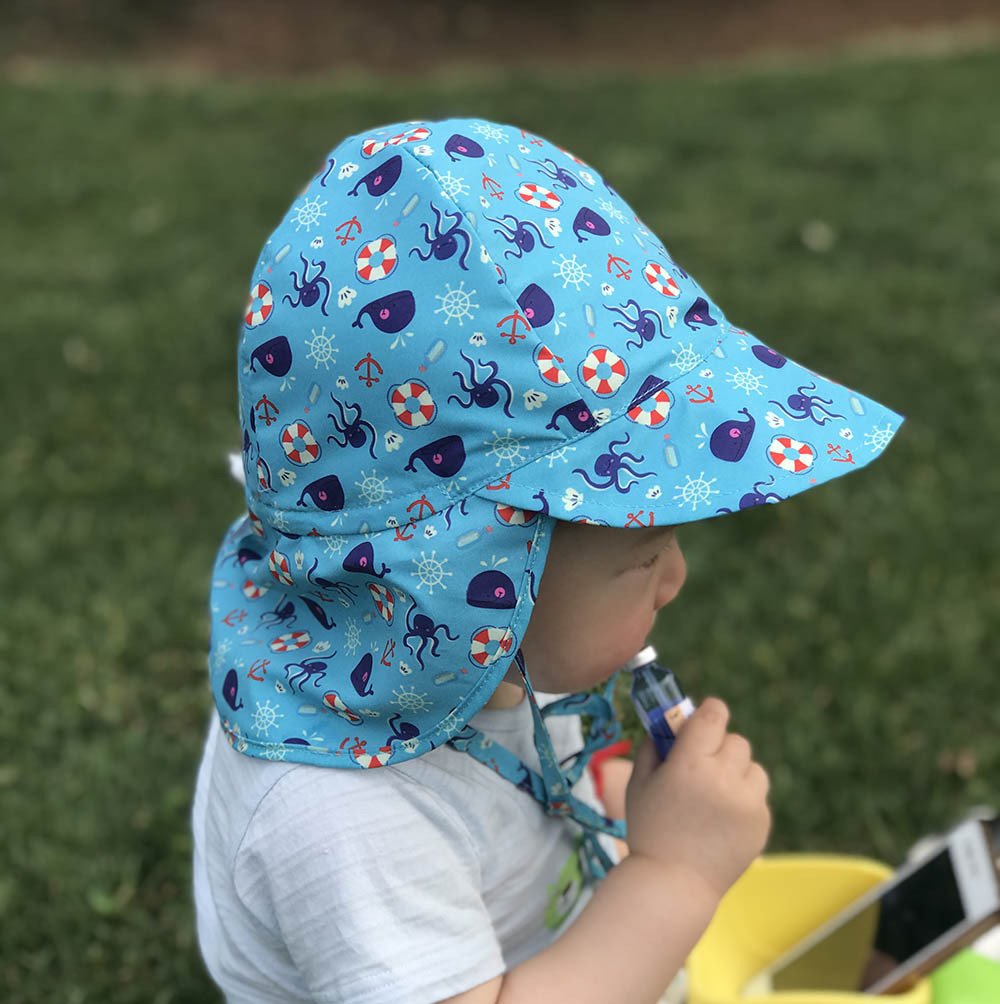 UPF 50+ Baby Sun Hat with Neck Flap & Adjustable Drawstring - UV Protection Swim Cap for Boys & Girls - Perfect for Beach, Pool, and Outdoor Summer Activities